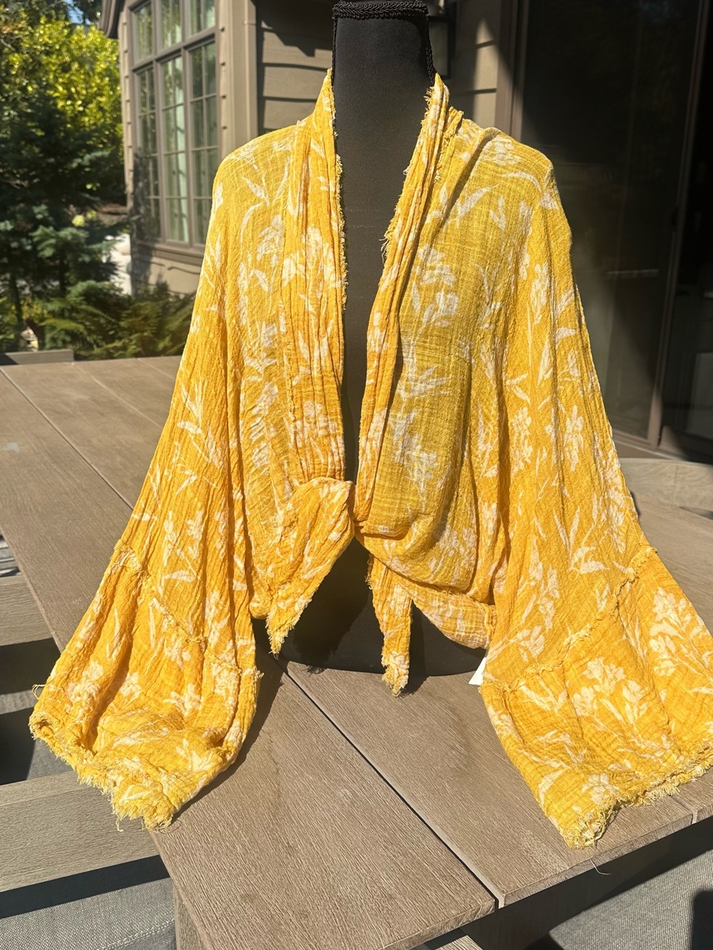Free People Yellow Floral tie-front cardigan/tunic